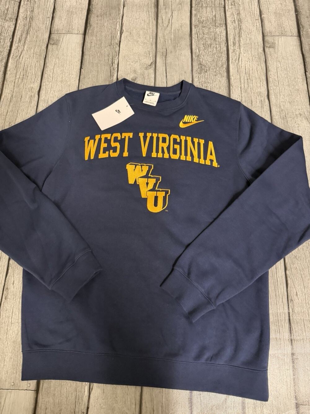 NWT MENS NIKE WEST VIRGINIA MOUNTAINEERS NAVY LEGACY ARCH Crew Sweatshirt Medium